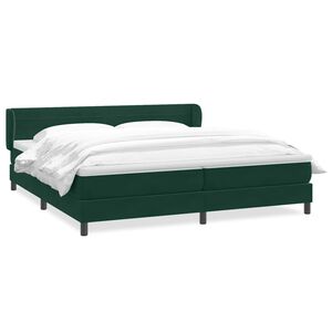 vidaXL Boxspring postelja z vzmetnicami temno zelena 180x220 cm žamet