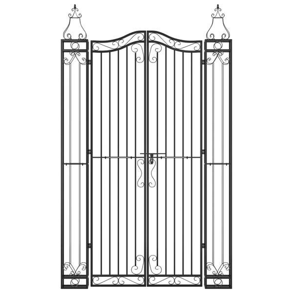vidaXL Vrtna vrata črna 121x8x200 cm kovano železo