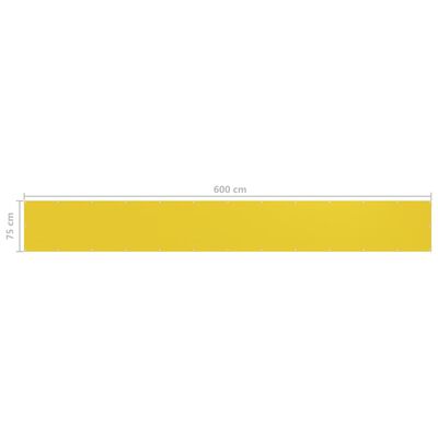 vidaXL Balkonsko platno rumeno 75x600 cm HDPE