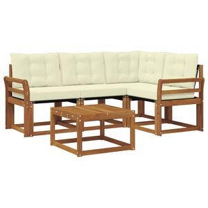vidaXL Zunanja garnitura za sedenje z blazino 5 pcs Naravna in smetana