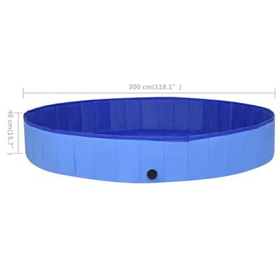 vidaXL Zložljiv bazen za pse moder 300x40 cm PVC