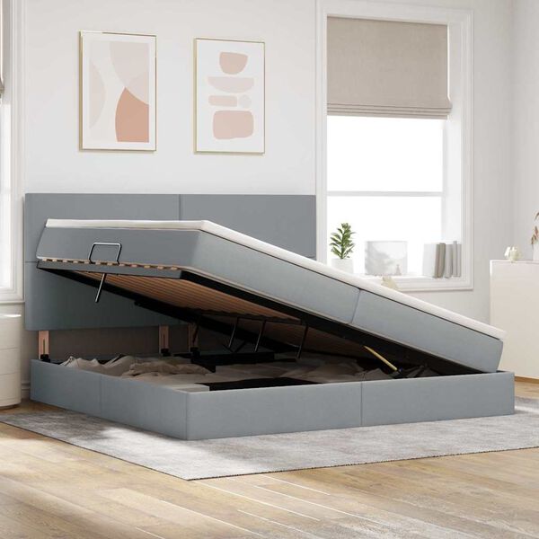 vidaXL Postelja z dodatnim prostorom za shranjevanje in vzmetnico