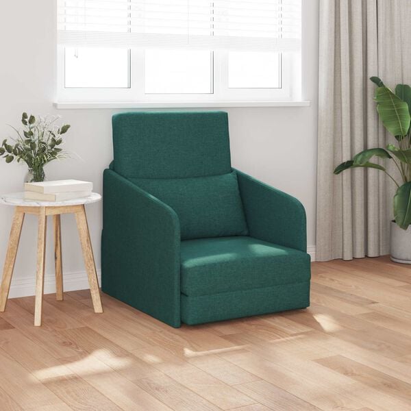 vidaXL Sofa postelja 60cm Temno zelena blago