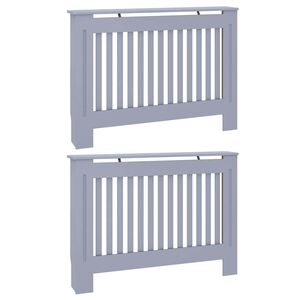 vidaXL Pokrov radiatorja 2 kos Siva 112 x 19 x 81,5 cm Inženirski les