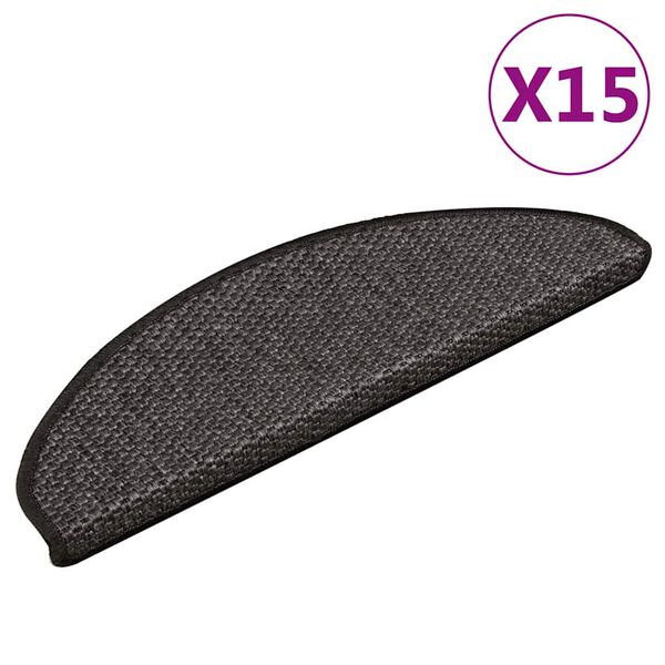 vidaXL Samolepilne preproge za stopnice sisal 15kosov 65x21x4cm antra.