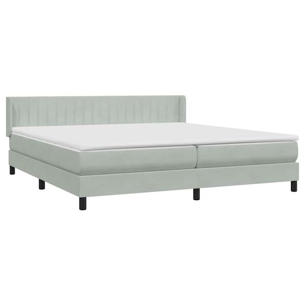 vidaXL Box spring postelja z vzmetnico svetlo siva 180x210 cm žamet