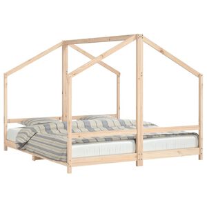 vidaXL Otro&scaron;ki posteljni okvir 2x(90x200) cm trdna borovina