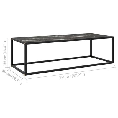 vidaXL Klubska mizica črna s črnim marmornim steklom 120x50x35 cm