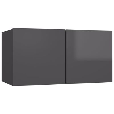vidaXL TV omarice 8 kosov visok sijaj siva iverna plošča