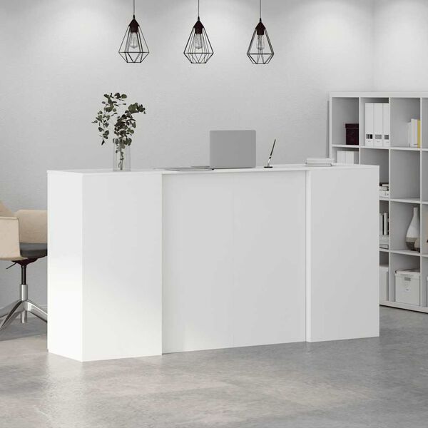 vidaXL Recepcijska miza bela 200x50x103,5 cm inženirski les