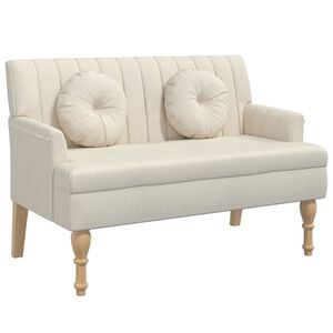 vidaXL Klop z blazinami 113x64,5x75,5 cm laneno platno