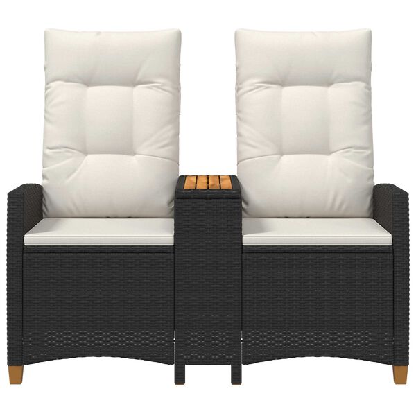 vidaXL Zložljiva klop s tabelo Črna in krem bela 126 x 65 x 112 cm