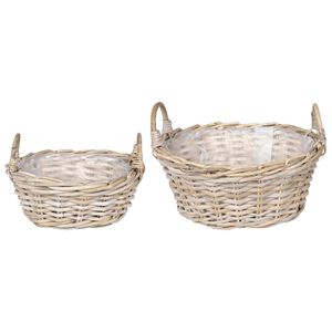 vidaXL Ko&scaron;ara za rastline s shranjevanjem 2 pcs Siva Lacak ratan