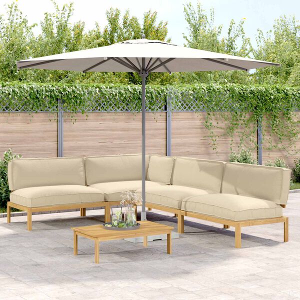 vidaXL Kavčna garnitura z blazino 5 pcs Bež Masiven les akacije