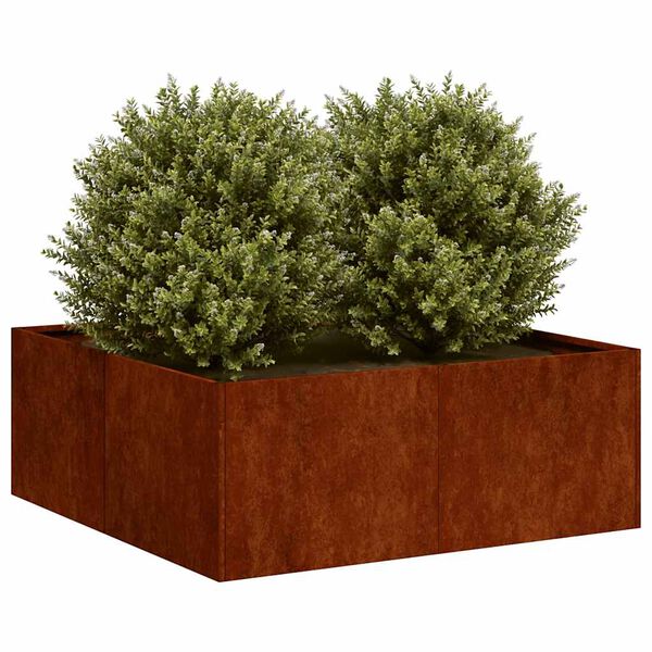 vidaXL Planter Rusty 80x80x30 cm Vremensko odporno jeklo