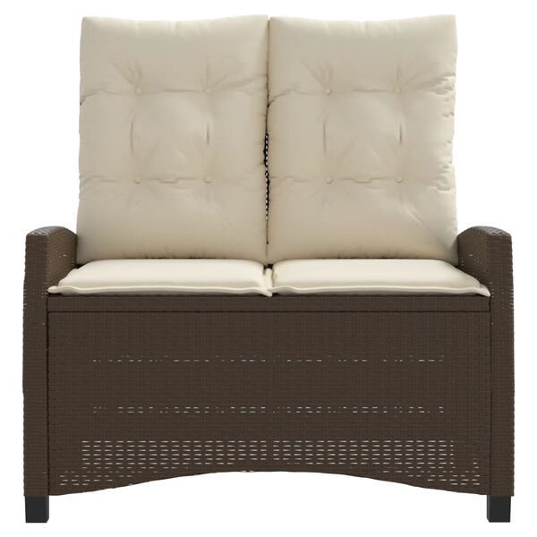 vidaXL Vrtna klop z blazinami rjav poli ratan