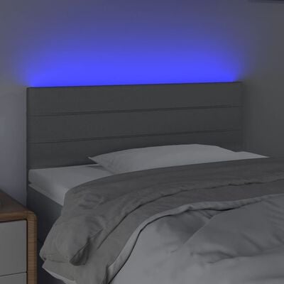 vidaXL LED posteljno vzglavje svetlo sivo 80x5x78/88 cm blago