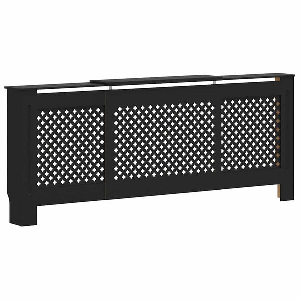 vidaXL Pokrov za radiator črn MDF 205 cm