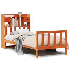 vidaXL Knjižna postelja brez vzmetnice vo&scaron;č. rjava 75x190 cm borovina