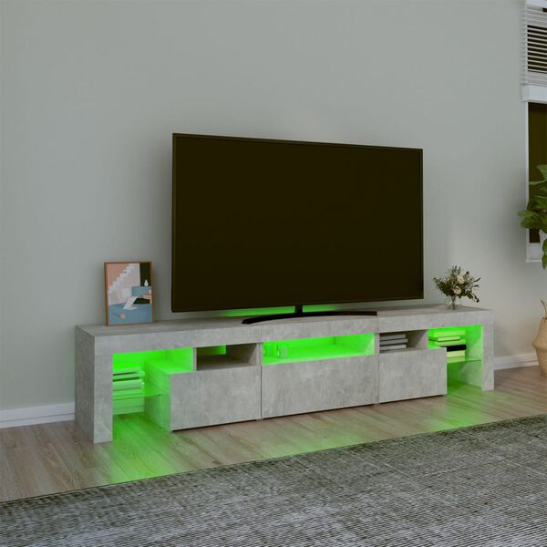 vidaXL TV omarica z LED lučkami betonsko siva 200x36,5x40 cm