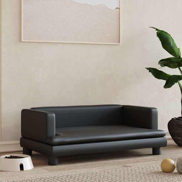 vidaXL Pasja postelja črna 80x45x30 cm umetno usnje