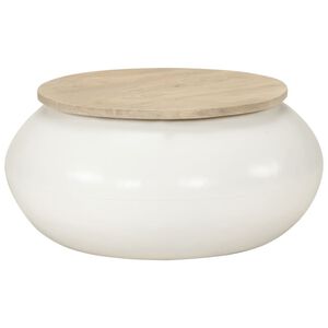 vidaXL Klubska mizica bela 51x51x27 cm trden mangov les