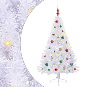 vidaXL Umestno božično drevo med 150 LED Bela 150 cm PVC in jeklo