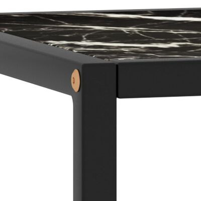 vidaXL Klubska mizica črna s črnim marmornim steklom 40x40x50 cm