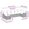 vidaXL Vrtna sedežna garnitura z blazino 7 pcs Siva Poly ratan