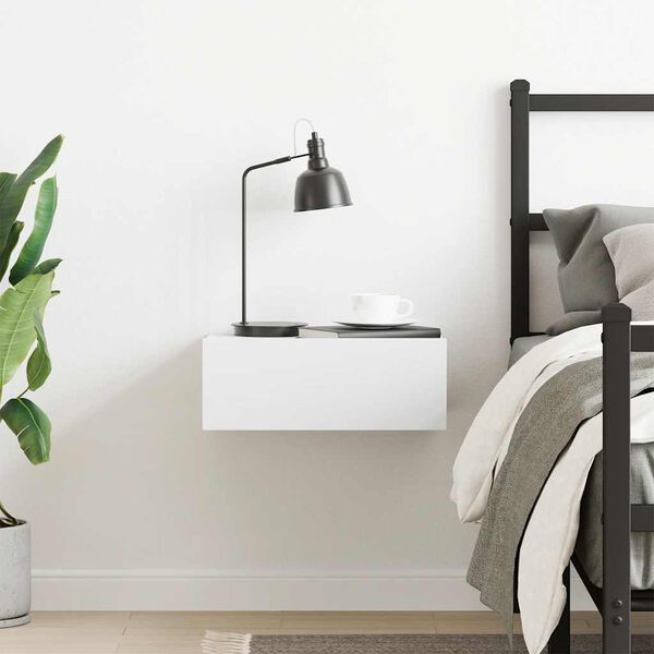 vidaXL Stenska nočna omarica bela 40x30x15 cm iverna plo&scaron;ča