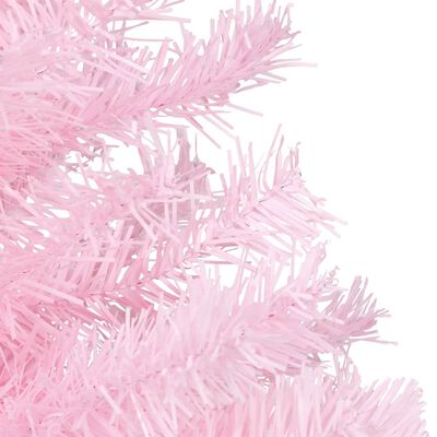 vidaXL Umetna osvetljena novoletna jelka z bunkicami roza 120 cm PVC