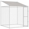 vidaXL Pasja kletka s streho srebrna 200 x 200 x 258 cm Jeklo in PE