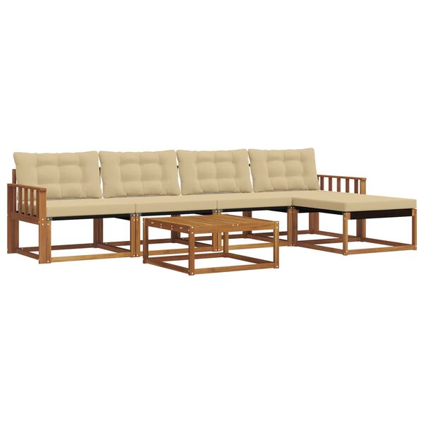 vidaXL Zunanja garnitura za sedenje z blazino 6 pcs Naravna in bež