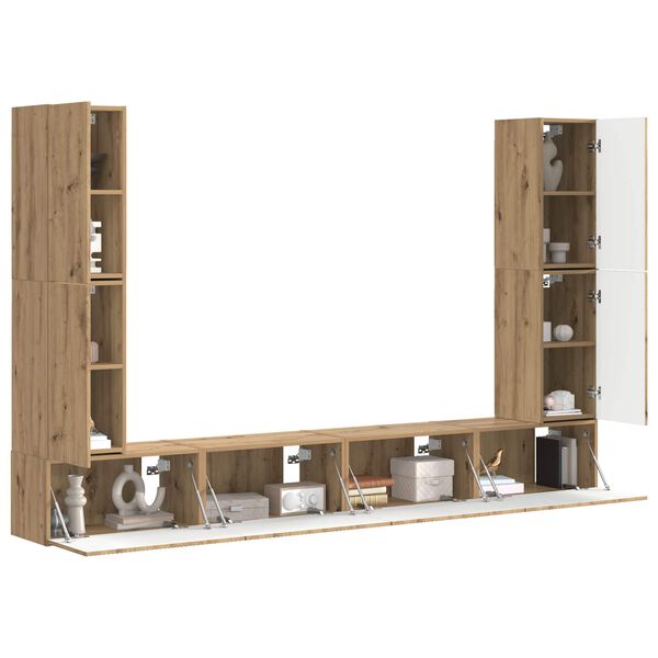 vidaXL Komplet TV omaric 8 pcs Umetni hrast Konstruiran les