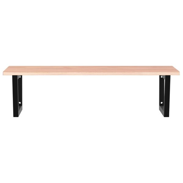 vidaXL Stenska polica za umivalnik jeklo in trdna hrastovina