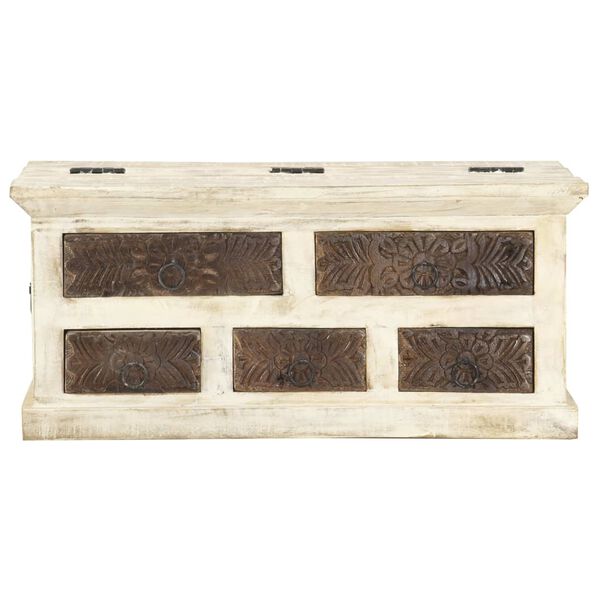 vidaXL Klubska mizica bela 68x68x30 cm trden mangov les