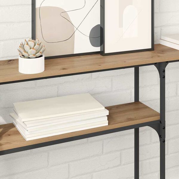 vidaXL Konzolnamizica Umetni hrast 145 x 22,5 x 75 cm Konstruiran les