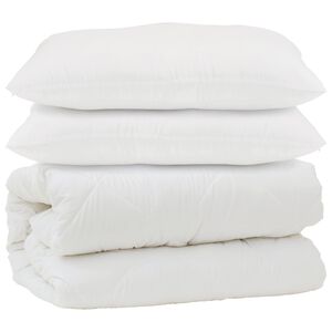 vidaXL Odeja z blazino 3 pcs Bela Mikrofibra