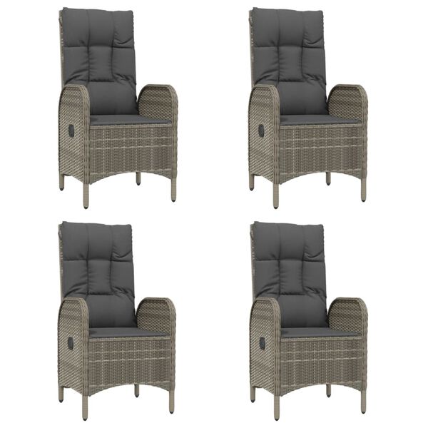 vidaXL Vrtna jedilna garnitura 5-delna z blazinami črno-siv poli ratan