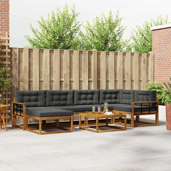 vidaXL Zunanja garnitura za sedenje 7 pcs Naravna in antracitna