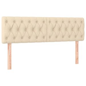 vidaXL Posteljno vzglavje krem 144x7x78/88 cm blago
