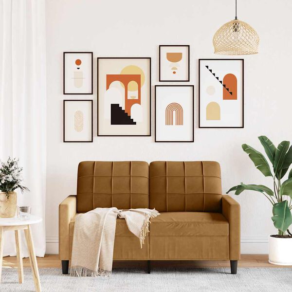 vidaXL Kavč dvosed rjav 120 cm žamet