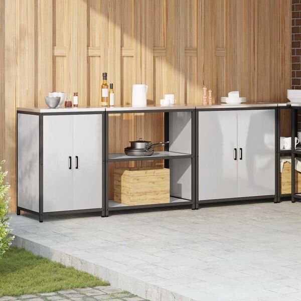 vidaXL Kuhinjski set za shranjevanje 3 pcs srebrna Nerjaveče jeklo