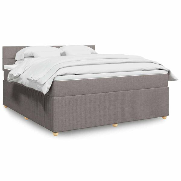 vidaXL Box spring postelja z vzmetnico taupe 180x200 cm blago