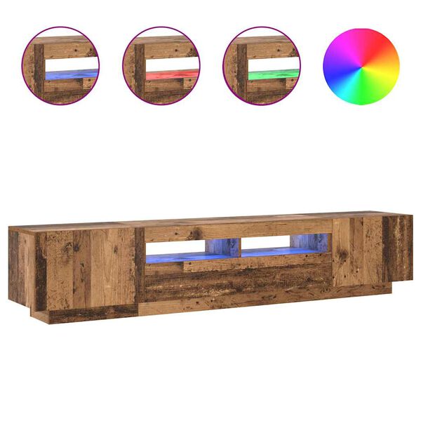 vidaXL TV omarica z LED starinski les 200x35x40 cm inženirski les