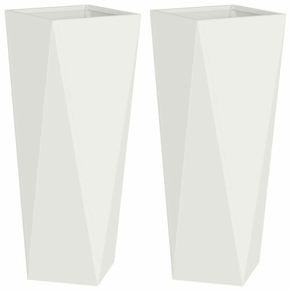 vidaXL Cvetlično korito 2 pcs Bela 30 x 30 x 75 cm Jeklo