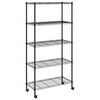 vidaXL 5-nadstropni regal s kolesi 75x35x155 cm črn 250 kg