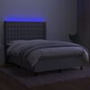 vidaXL Box spring postelja z vzmetnico LED sv. siva 140x200 cm blago