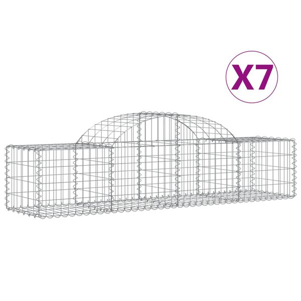 vidaXL Obokane gabion košare 7 kosov 200x50x40/60 cm pocinkano železo