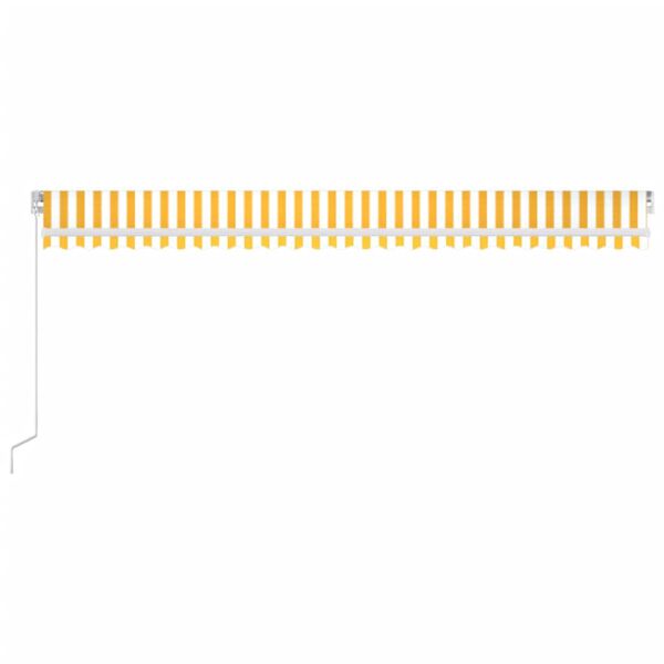 vidaXL Ročno zložljiva tenda LED 600x300 cm rumena in bela